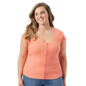 Nwt Jessica Simpson Ribbed Knit Corset Top Size 2X Coral